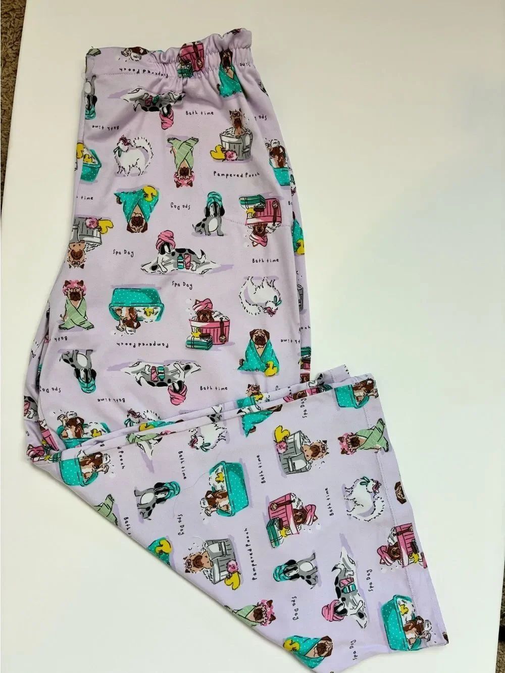 Cuddle Duds Dog Print Pajama Pants Soft, pockets, cropped wide legs